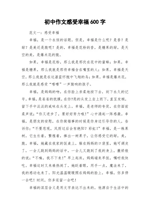 初中作文感受幸福600字_作文