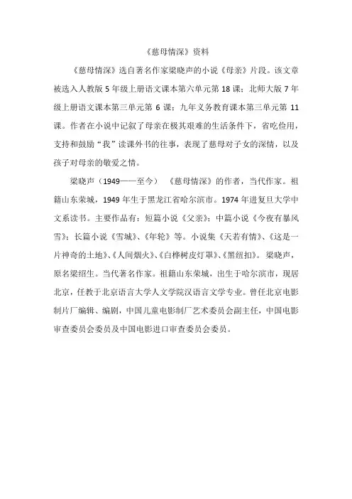 部编版语文5年级上册18.慈母情深(相关资料)