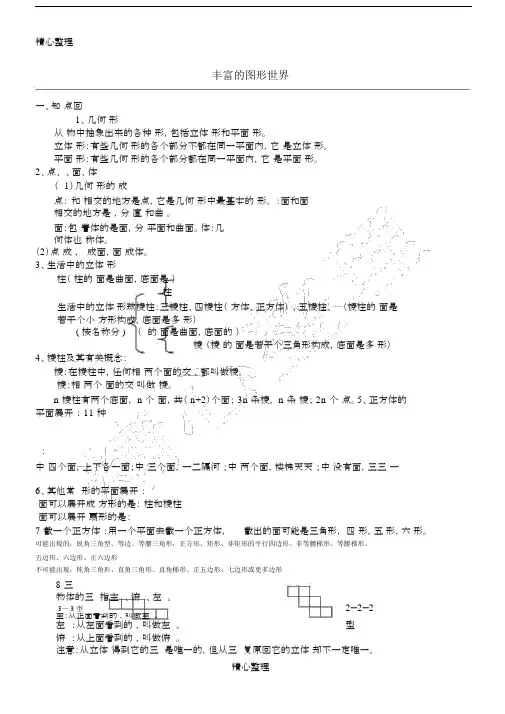 北师大版新初一上册数学第一章丰富的图形世界知识点归纳69133.doc