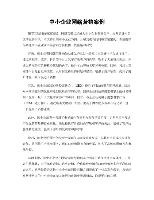 中小企业网络营销案例