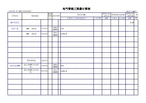 2#弱电安装工程量计算表格