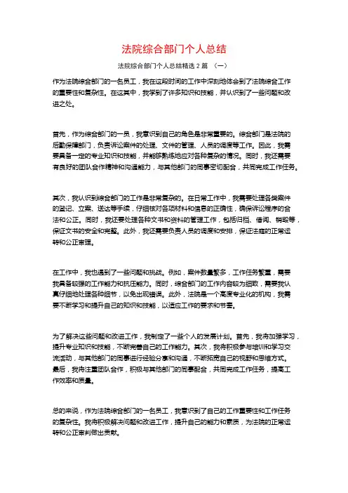 法院综合部门个人总结2篇