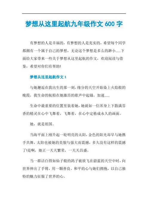 梦想从这里起航九年级作文600字