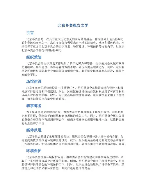 北京冬奥报告文学