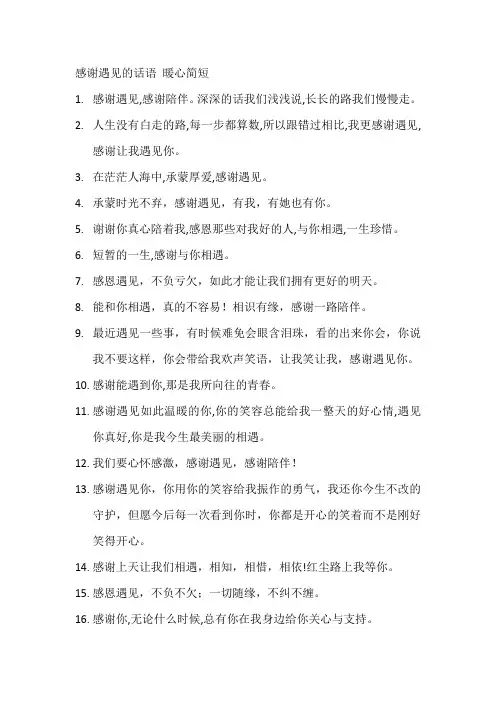 感谢遇见的话语 暖心简短