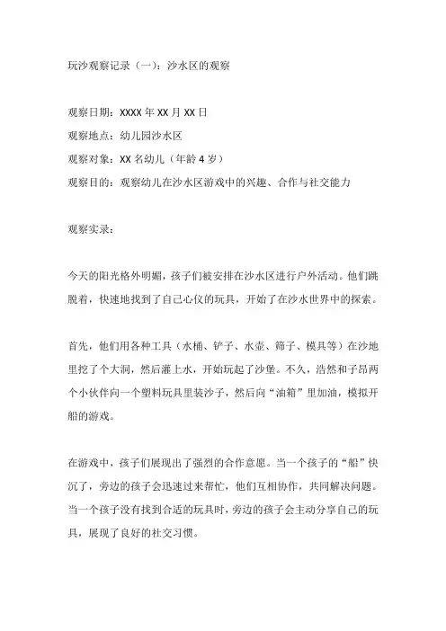 玩沙观察记录