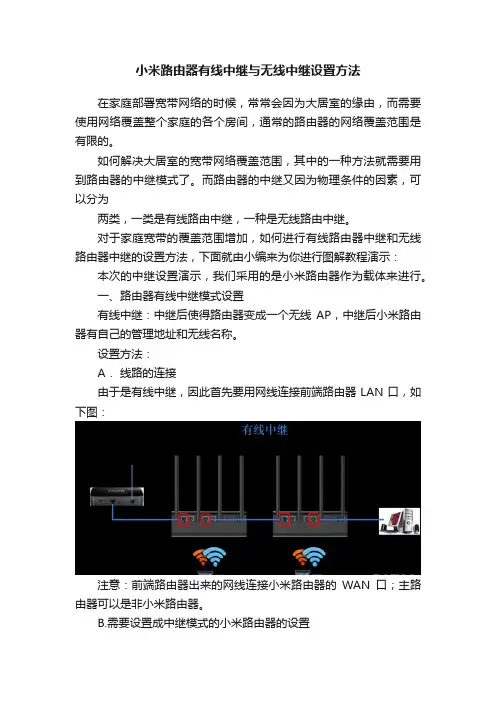 小米路由器有线中继与无线中继设置方法
