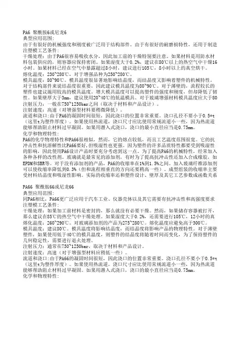 注塑材料 PA6,PA66,PA6.6及区别