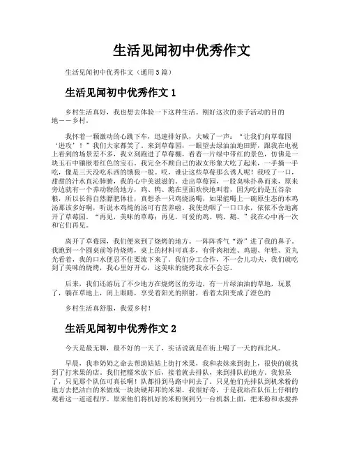 生活见闻初中优秀作文
