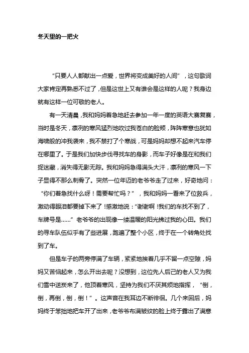 冬天里的一把火(初中作文)