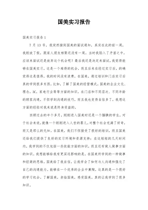 国美实习报告