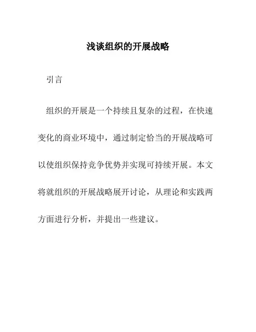 浅谈组织的发展战略