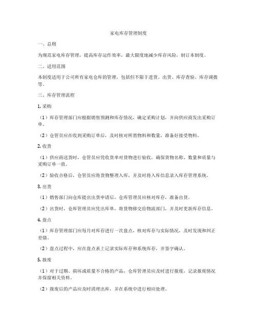 家电库存管理制度