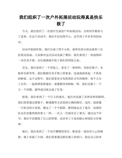 三年级作文那次玩得真高兴之我们组织了一次户外拓展活动玩得真是快乐极了