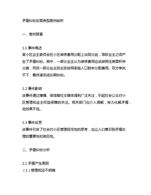 矛盾纠纷反面典型案例剖析材料