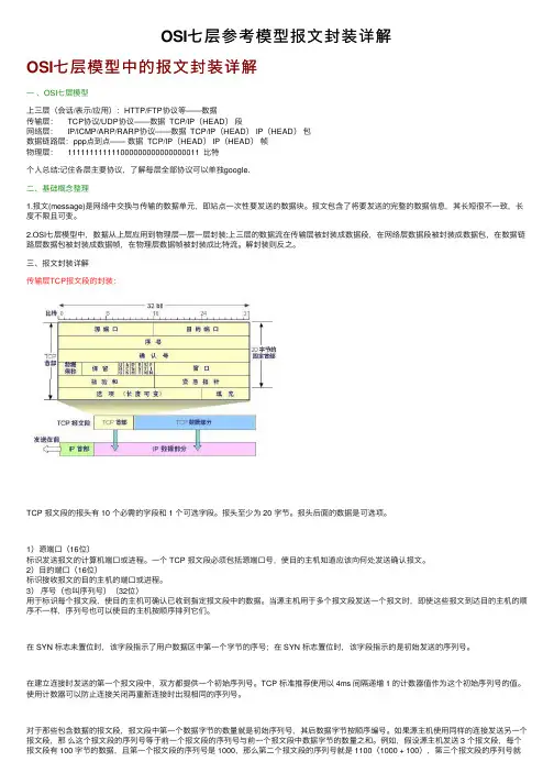 OSI七层参考模型报文封装详解