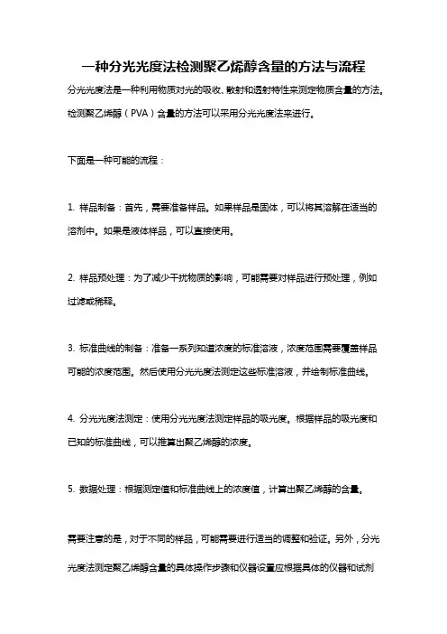 一种分光光度法检测聚乙烯醇含量的方法与流程