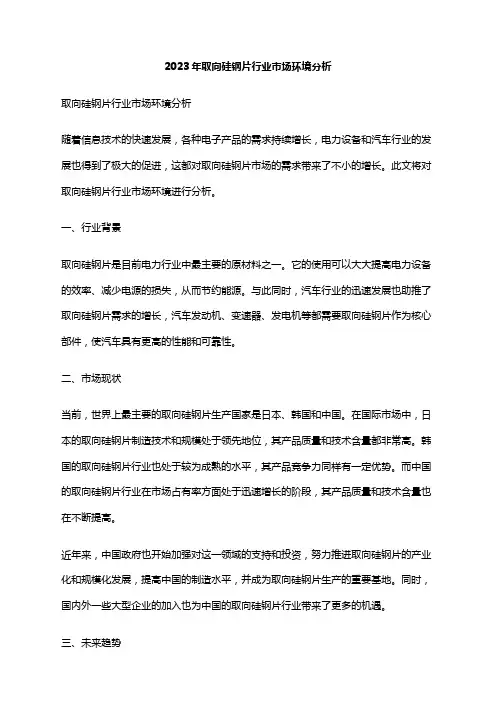 2023年取向硅钢片行业市场环境分析