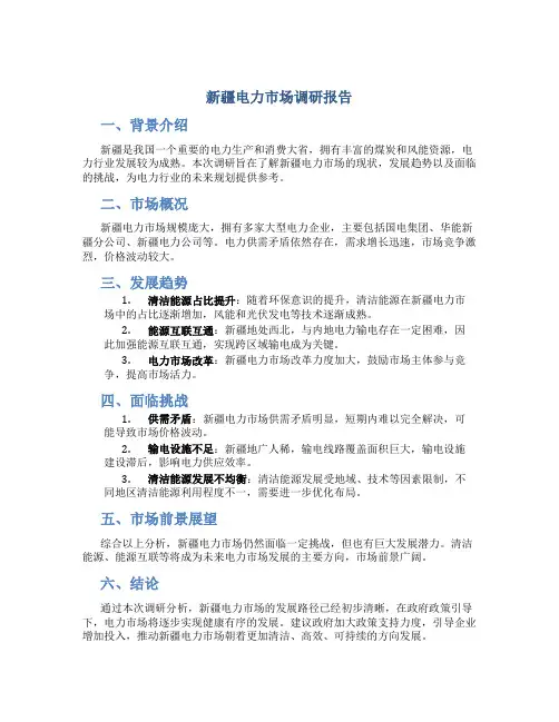 新疆电力市场调研报告