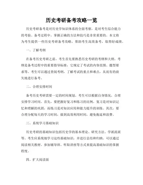 历史考研备考攻略一览