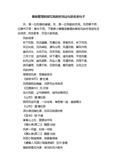 最新整理的描写风的好词诗句及优美句子
