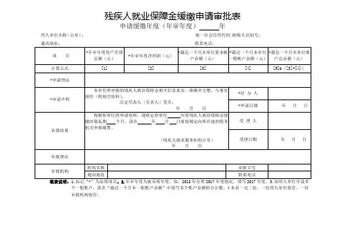 残疾人就业保障金缓缴申请审批表【模板】