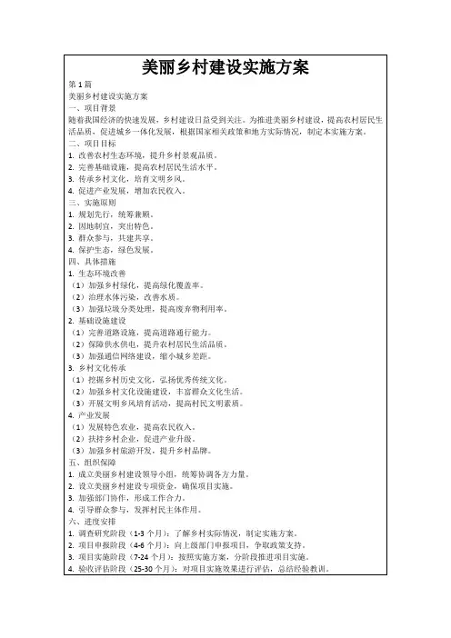 美丽乡村建设实施方案