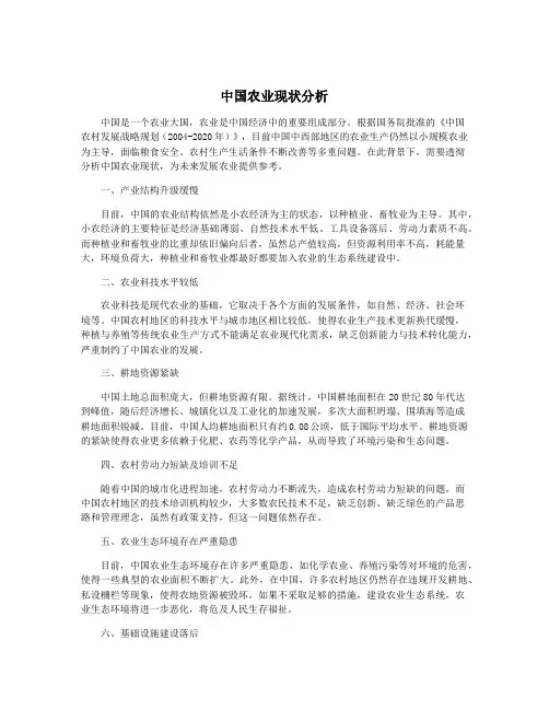 中国农业现状分析