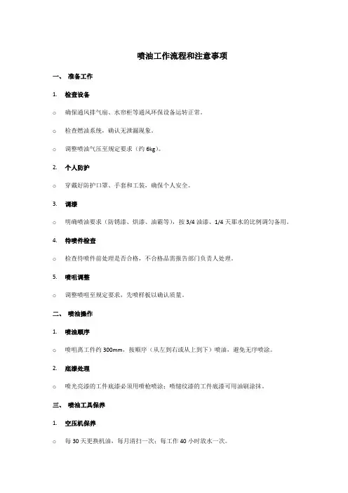 喷油工作流程和注意事项