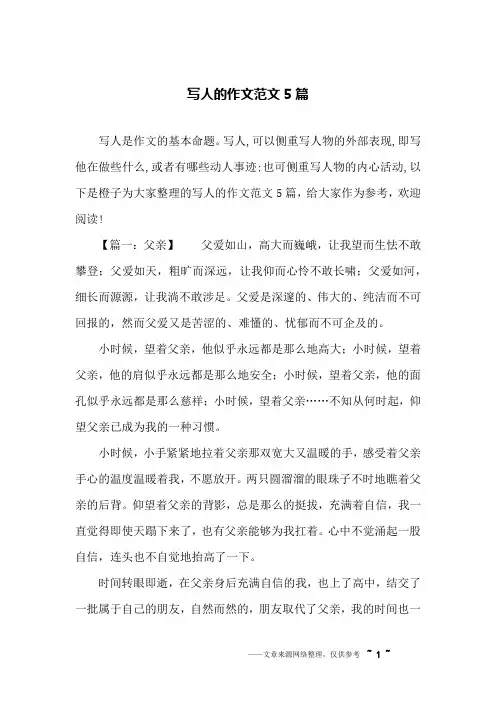写人的作文范文5篇