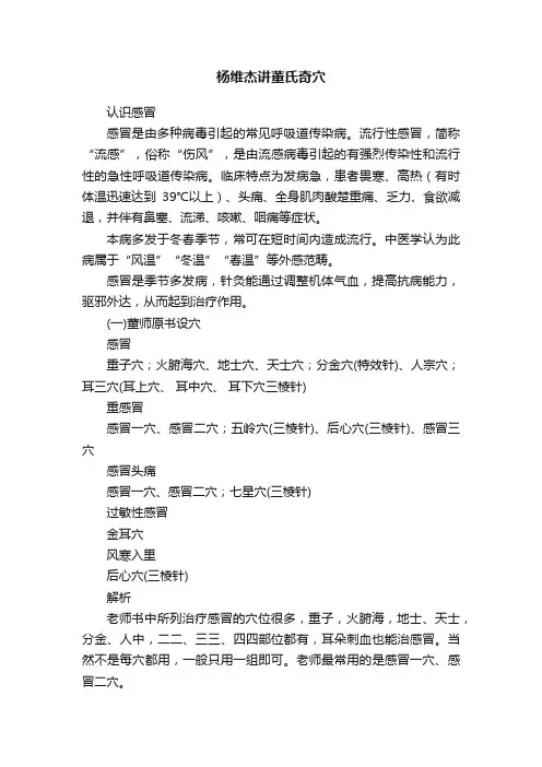 杨维杰讲董氏奇穴