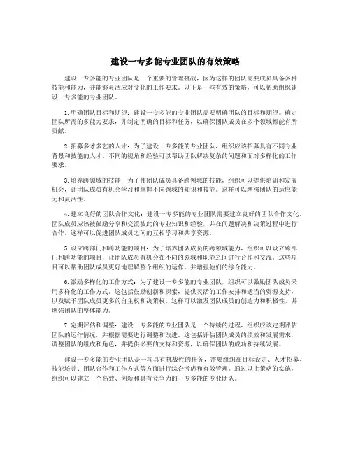 建设一专多能专业团队的有效策略