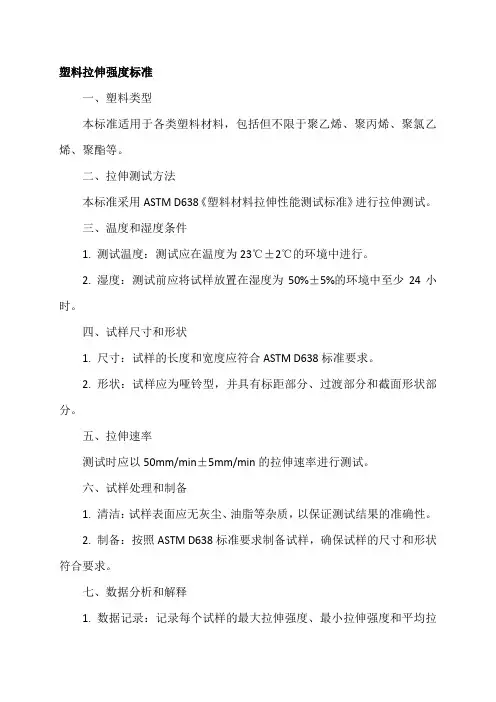 塑料拉伸强度标准