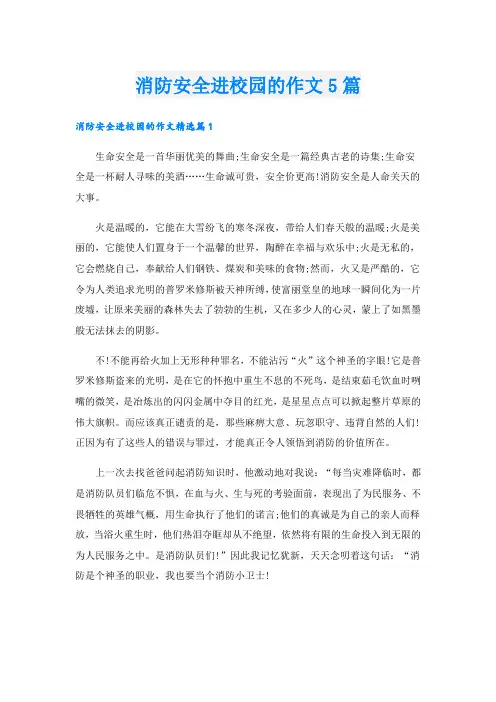 消防安全进校园的作文5篇