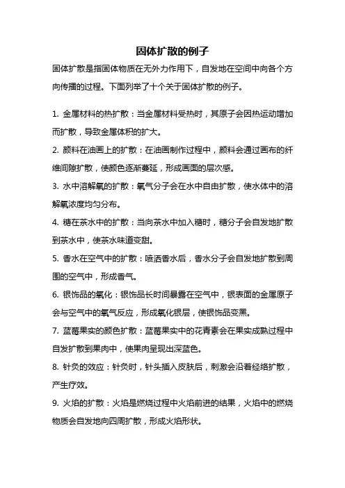 固体扩散的例子