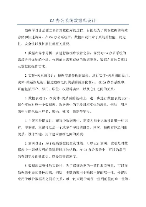 OA办公系统数据库设计