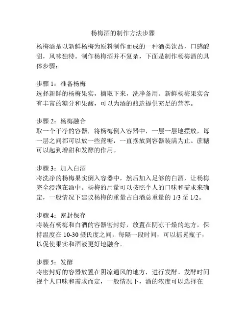 杨梅酒的制作方法步骤