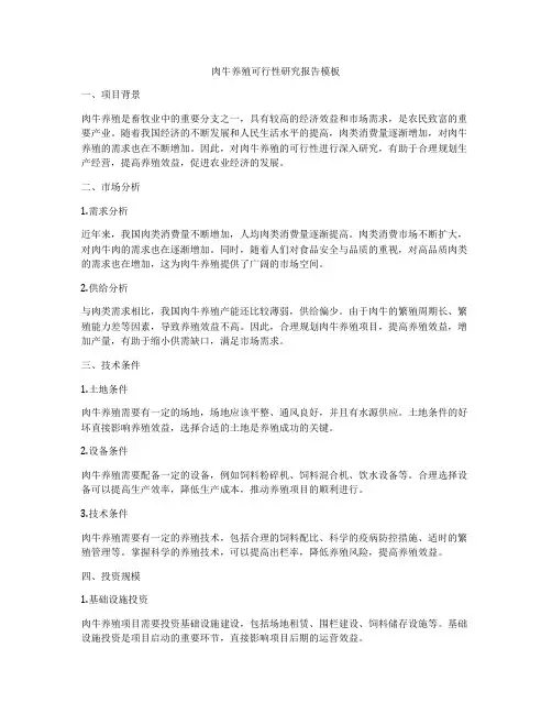 肉牛养殖可行性研究报告模板