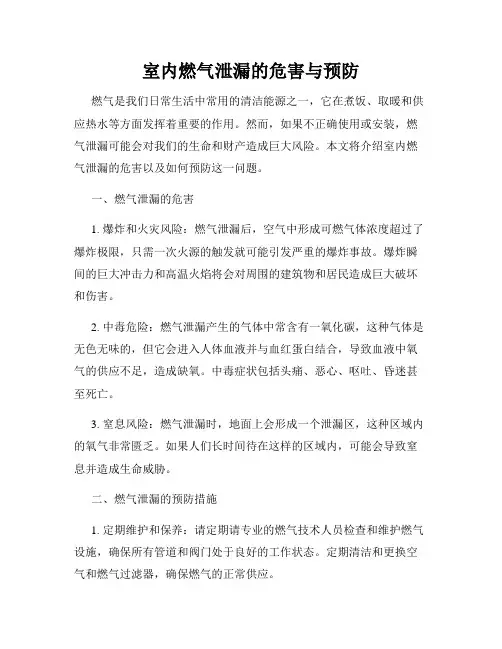 室内燃气泄漏的危害与预防