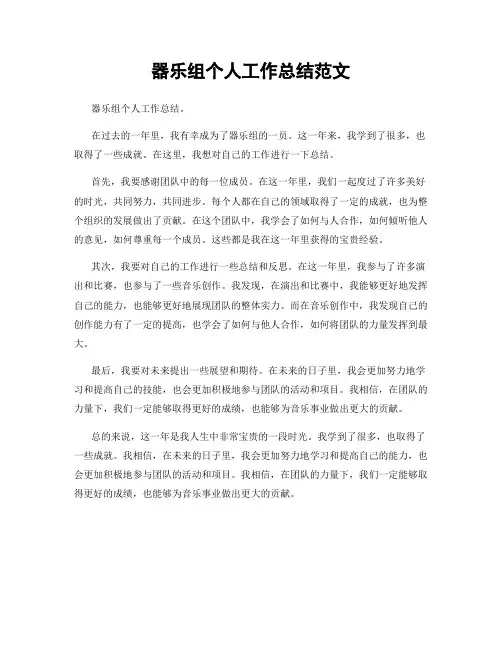 器乐组个人工作总结范文