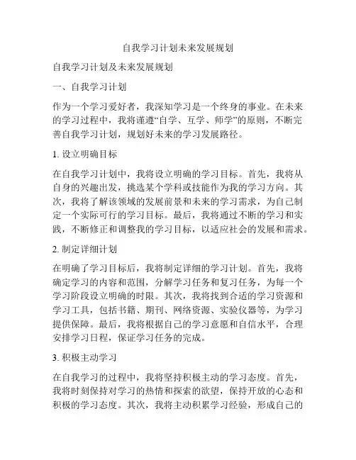 自我学习计划未来发展规划