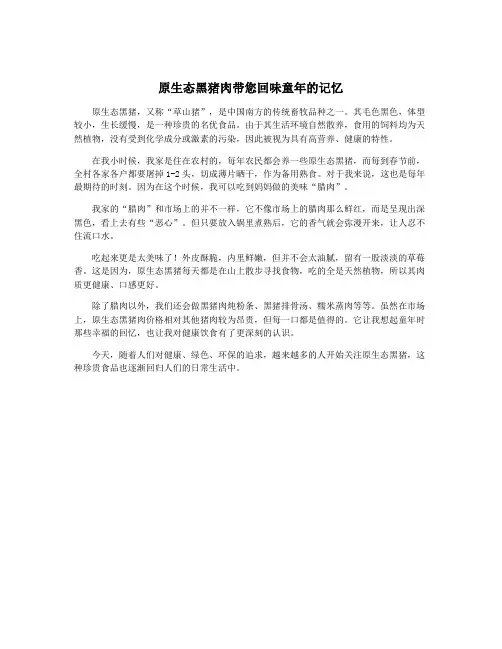 原生态黑猪肉带您回味童年的记忆