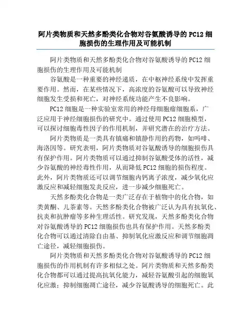 阿片类物质和天然多酚类化合物对谷氨酸诱导的PC12细胞损伤的生理作用及可能机制