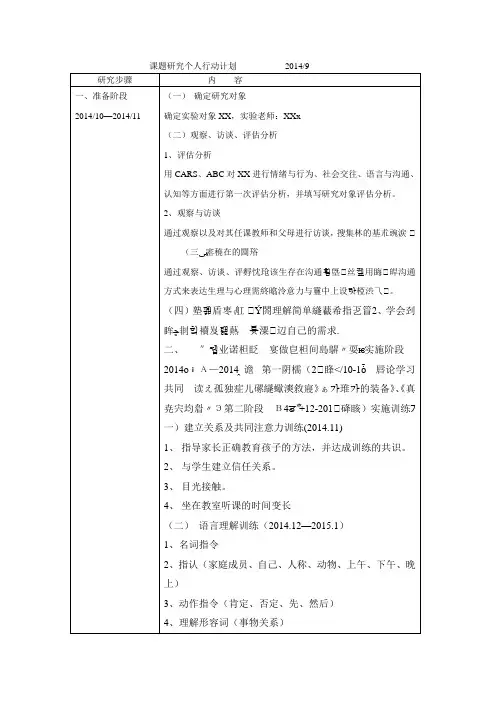 行动研究计划及实施步骤