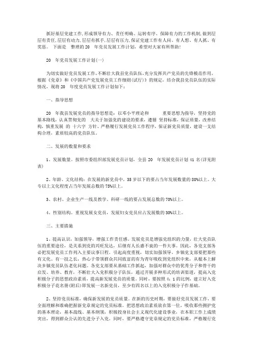 2020年党员发展工作计划【精选】