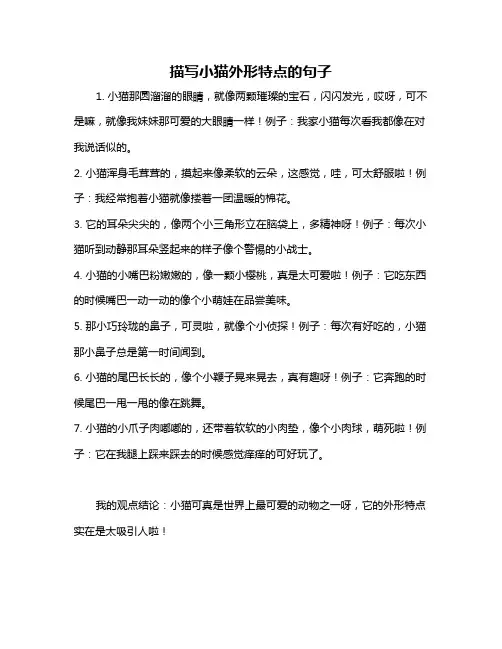描写小猫外形特点的句子