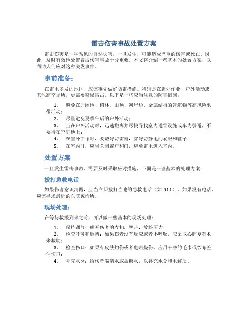 雷击伤害事故处置方案
