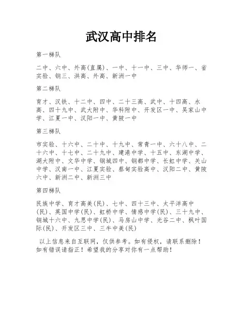 武汉高中排名
