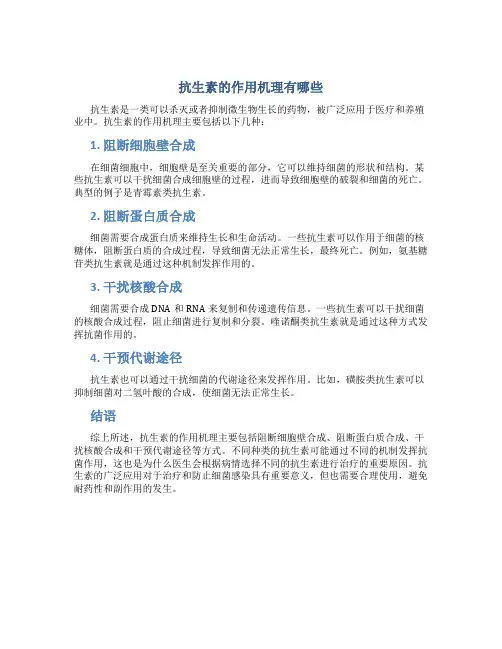 抗生素的作用机理有哪些