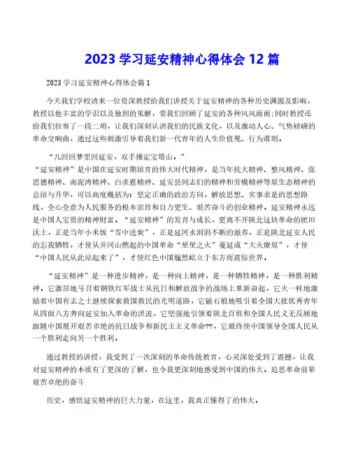 2023学习延安精神心得体会12篇